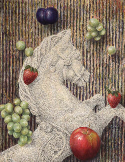 "Arrangement with Merry-Go-Round Horse" painting by Shelley Pearson