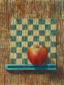 "Arrangement with Checkerboard 1 Fruit" painting by Shelley Pearson